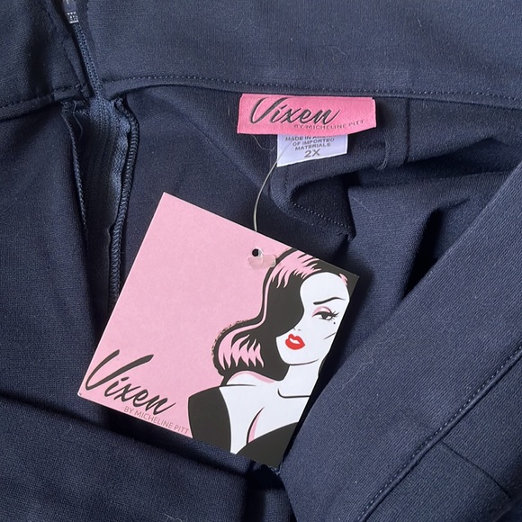 Vixen by Micheline Pitt Navy ponte cigarette pants 2X - Picture 5 of 7